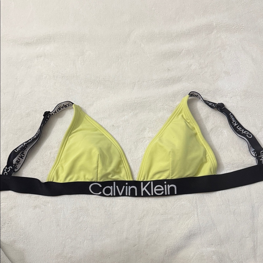 Calvin Klein Lemon Bikini Top with Logo Straps